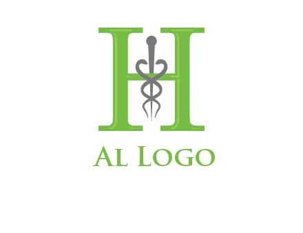 medical sign between the letter h logo