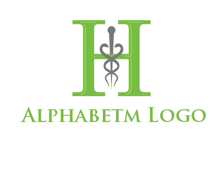 medical sign between the letter h logo