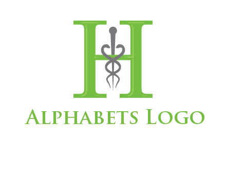 medical sign between the letter h logo