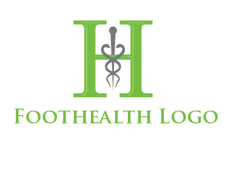 medical sign between the letter h logo