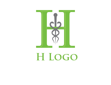 medical sign between the letter h logo