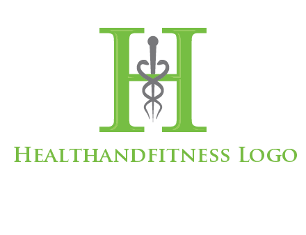 medical sign between the letter h logo