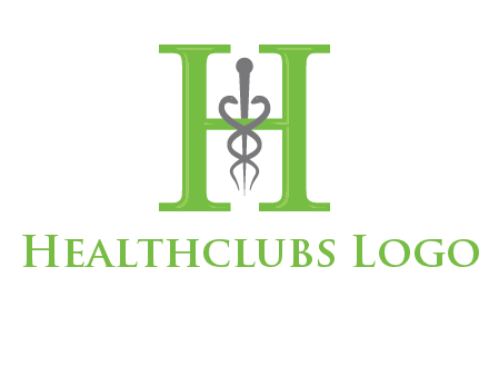 medical sign between the letter h logo