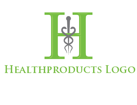 medical sign between the letter h logo