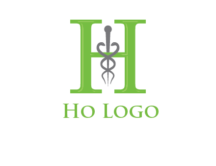 medical sign between the letter h logo