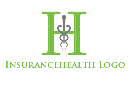 medical sign between the letter h logo