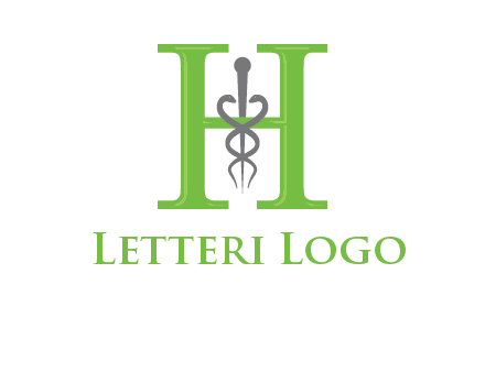 medical sign between the letter h logo