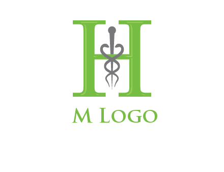 medical sign between the letter h logo