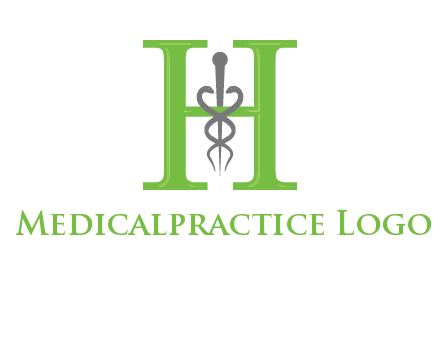 medical sign between the letter h logo