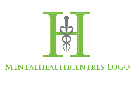 medical sign between the letter h logo