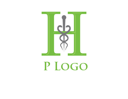 medical sign between the letter h logo