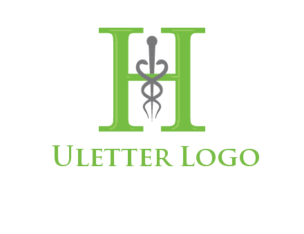 medical sign between the letter h logo