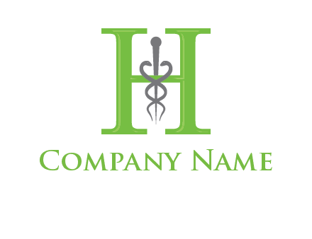 medical sign between the letter h logo