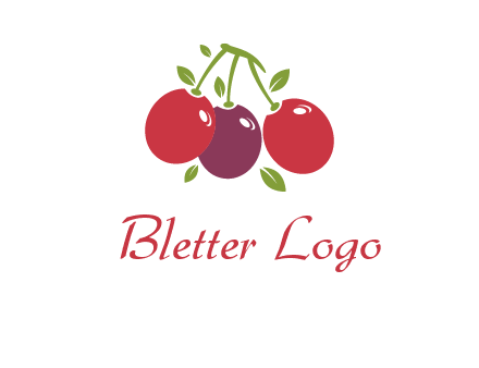 cherries with leaves food logo