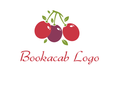 cherries with leaves food logo