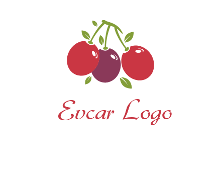 cherries with leaves food logo