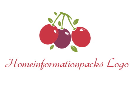 cherries with leaves food logo