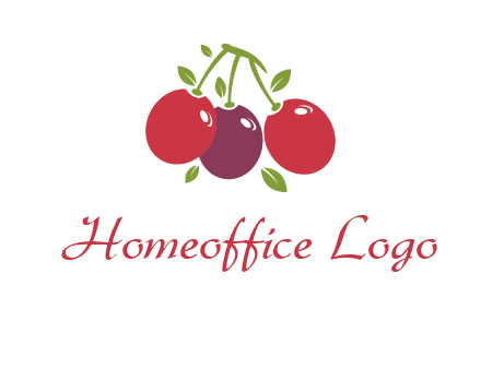 cherries with leaves food logo