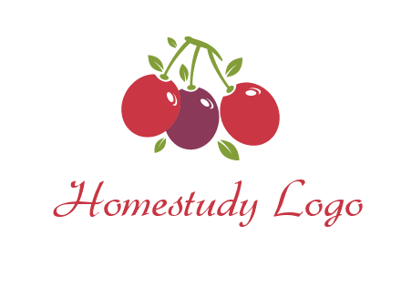 cherries with leaves food logo