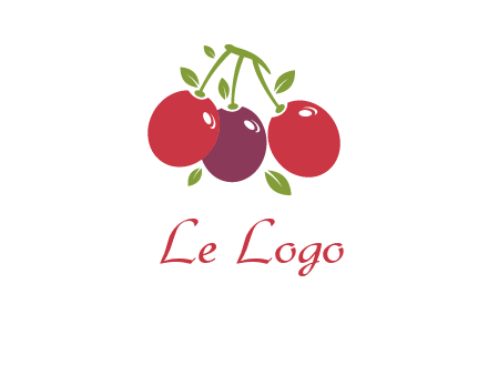 cherries with leaves food logo