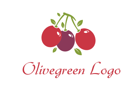 cherries with leaves food logo