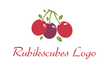 cherries with leaves food logo