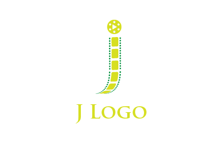 film reel forming letter j logo