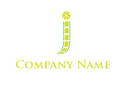 film reel forming letter j logo