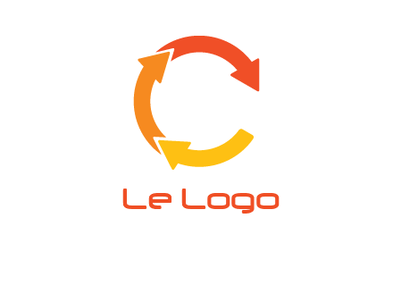 arrows creating letter c logo