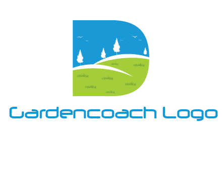 landscape inside letter d logo