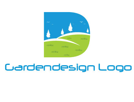 landscape inside letter d logo