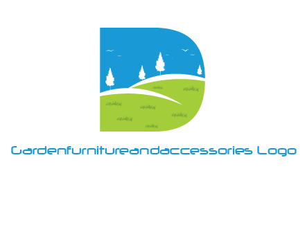 landscape inside letter d logo