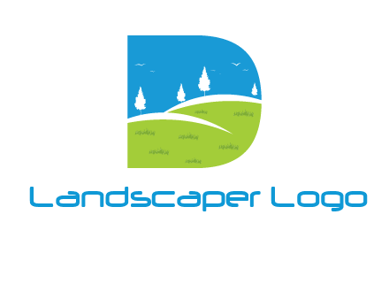 landscape inside letter d logo