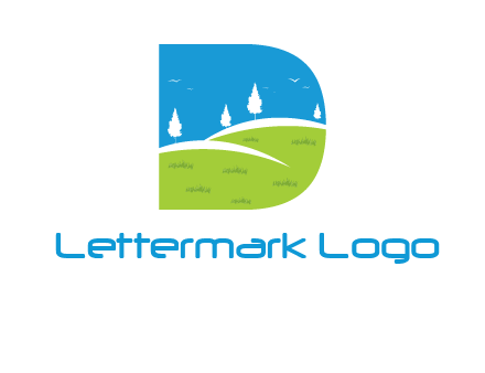 landscape inside letter d logo