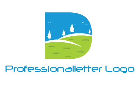 landscape inside letter d logo