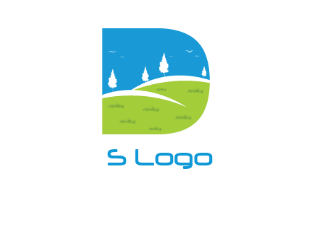 landscape inside letter d logo