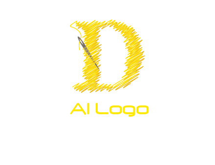 letter d made of thread with needle logo