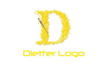 letter d made of thread with needle logo