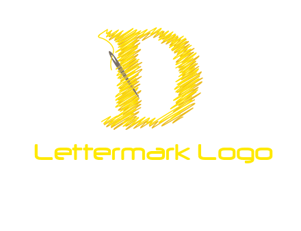 letter d made of thread with needle logo