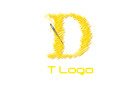 letter d made of thread with needle logo