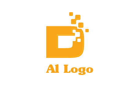 Technology pixels merged with letter d logo