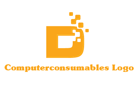 Technology pixels merged with letter d logo