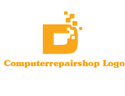 Technology pixels merged with letter d logo