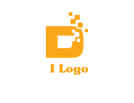 Technology pixels merged with letter d logo