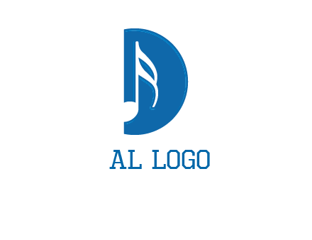 Music key inside letter d logo