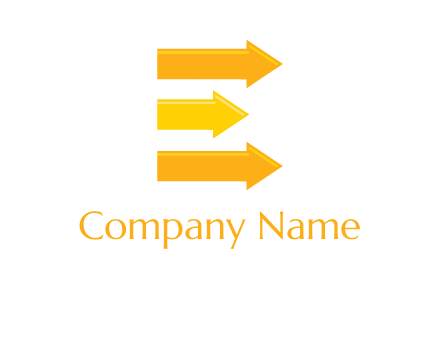 Letter E shaped is formed by three arrows logo