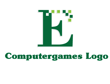 letter e incorporated with technology pixels logo