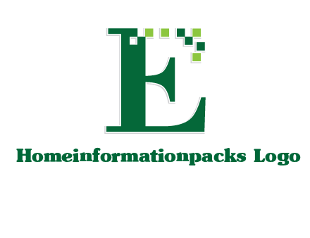 letter e incorporated with technology pixels logo