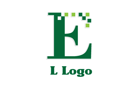 letter e incorporated with technology pixels logo