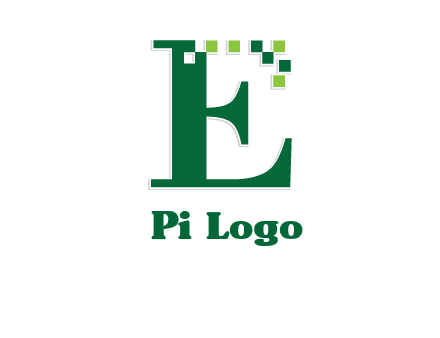 letter e incorporated with technology pixels logo